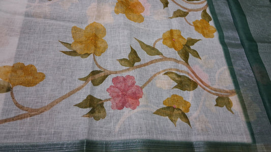 Kota digital print saree with hand embroidery beads work