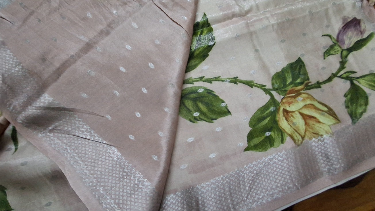 Pure kanchipuram tissue with digital print saree