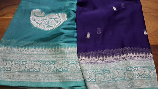 Purple small Butta Benarasi chiffon saree