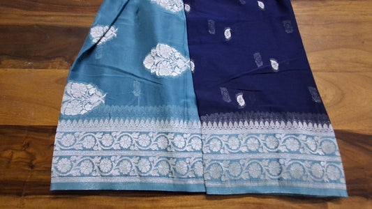 Blue small Butta Benarasi chiffon saree