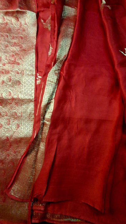 Pure Mashru satin Red silk saree