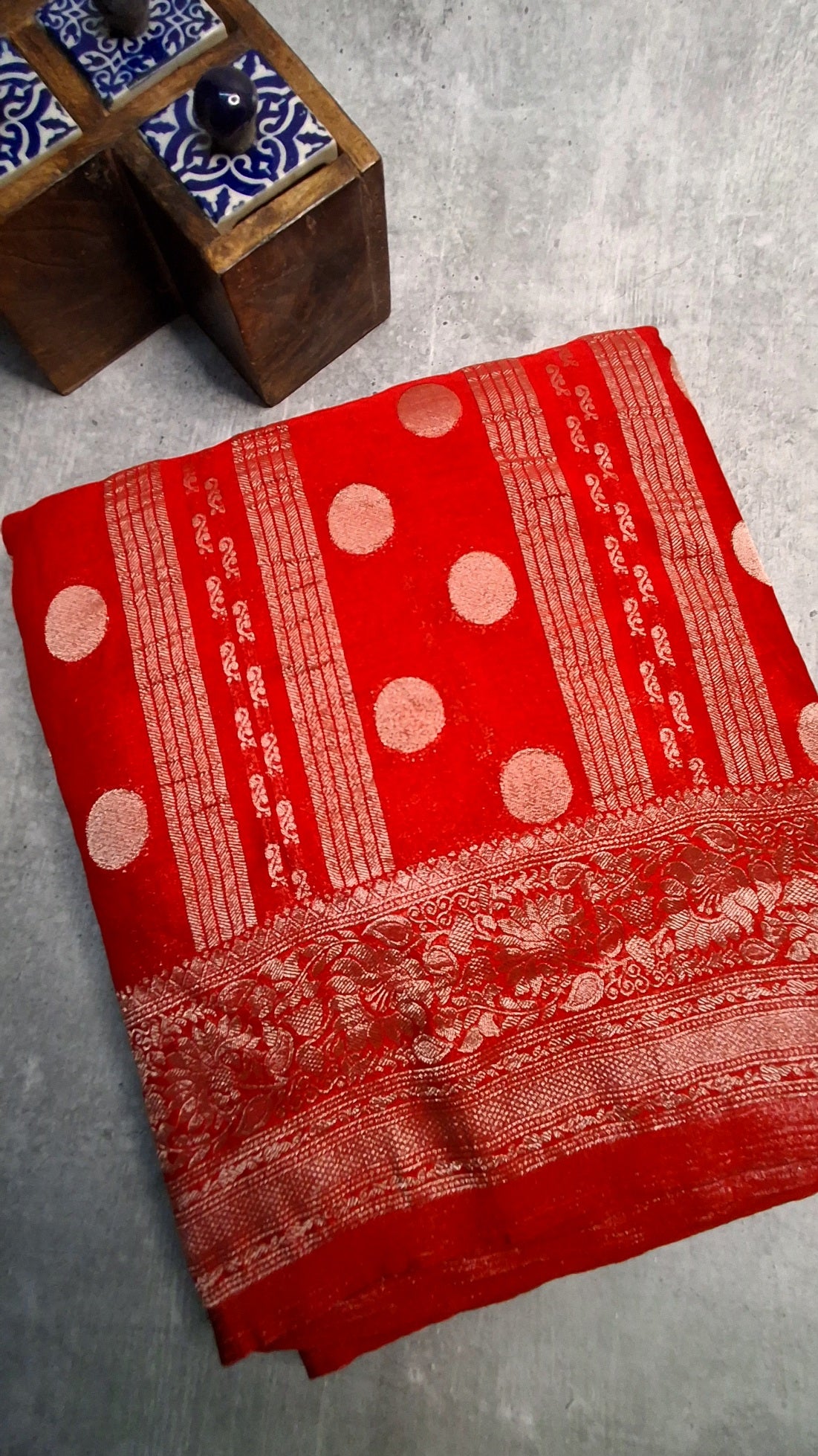 Red Benarasi Georgette saree