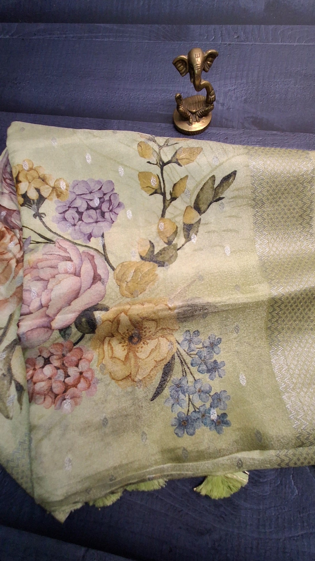 Pure kanchipuram tissue with digital print saree