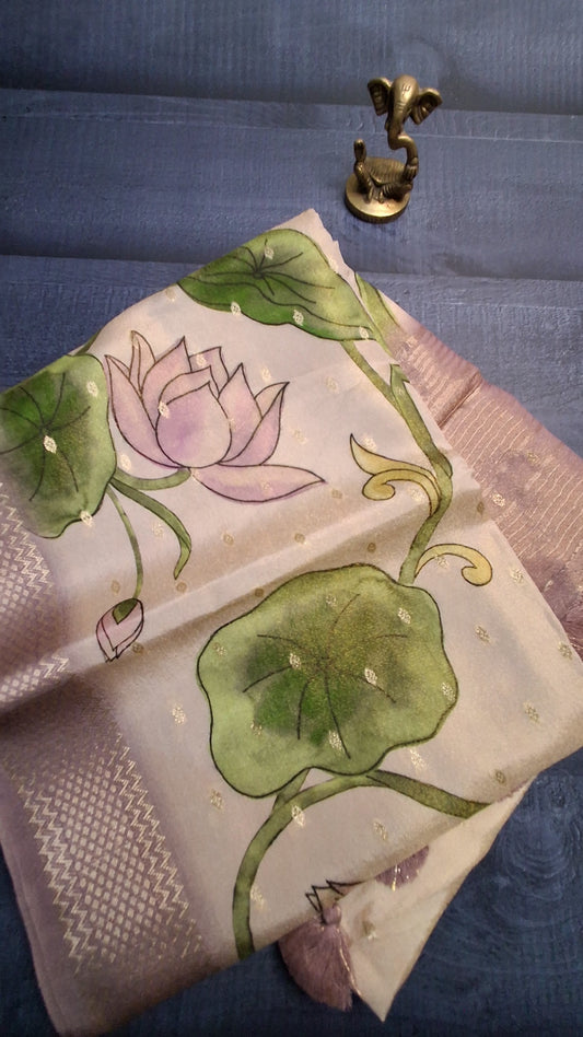 Pure kanchipuram tissue with digital print saree