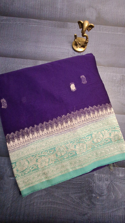 Purple small Butta Benarasi chiffon saree