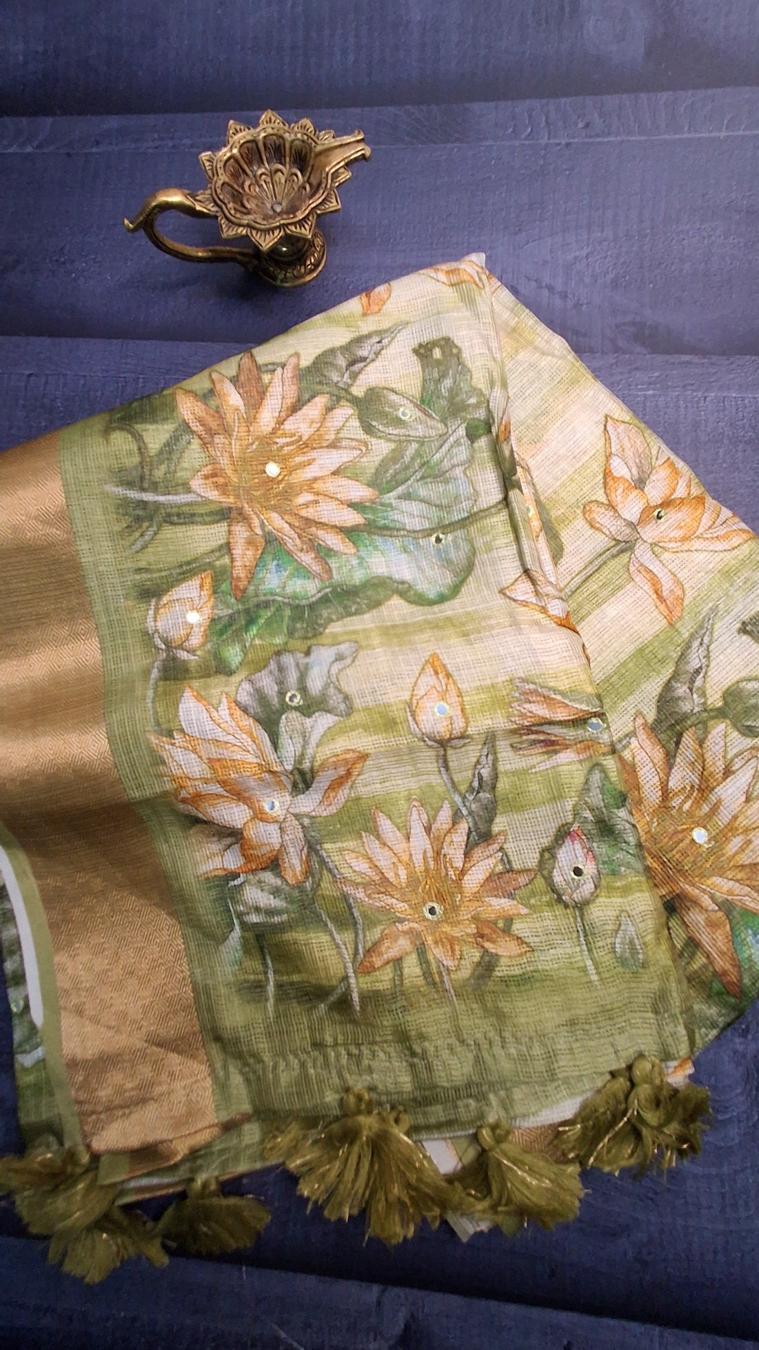 Kota digital print saree with mirror work