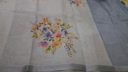 Kota digital print saree with hand embroidery beads work