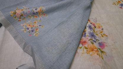 Kota digital print saree with hand embroidery beads work