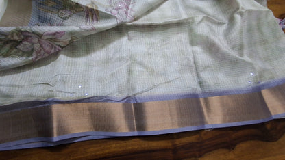 Kota digital print saree with mirror work