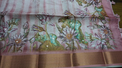 Kota digital print saree with mirror work