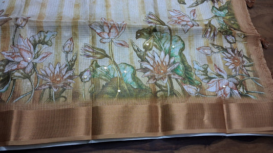 Kota digital print saree with mirror work