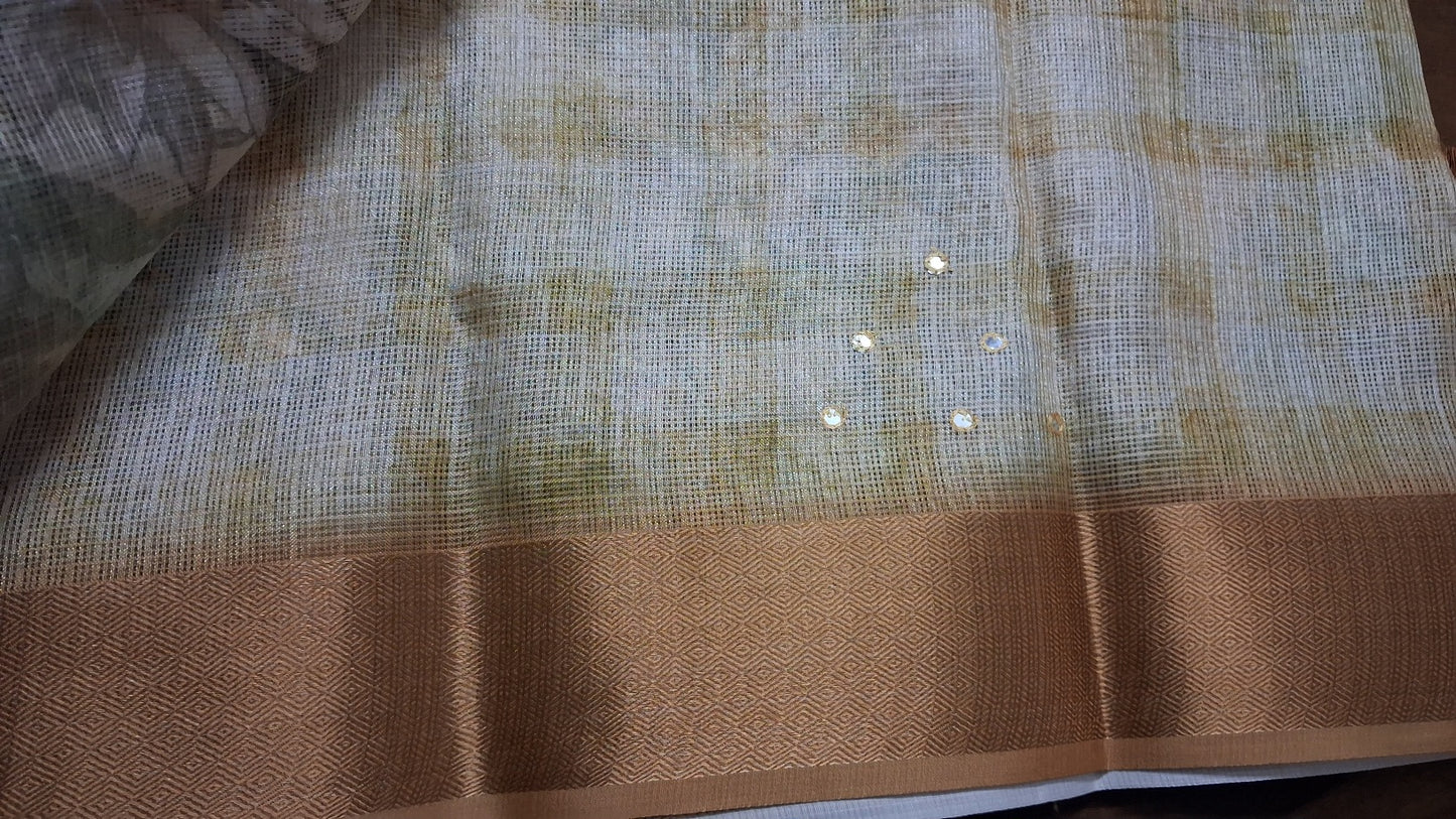 Kota digital print saree with mirror work