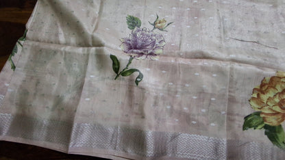 Pure kanchipuram tissue with digital print saree