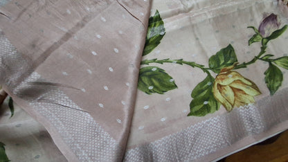 Pure kanchipuram tissue with digital print saree