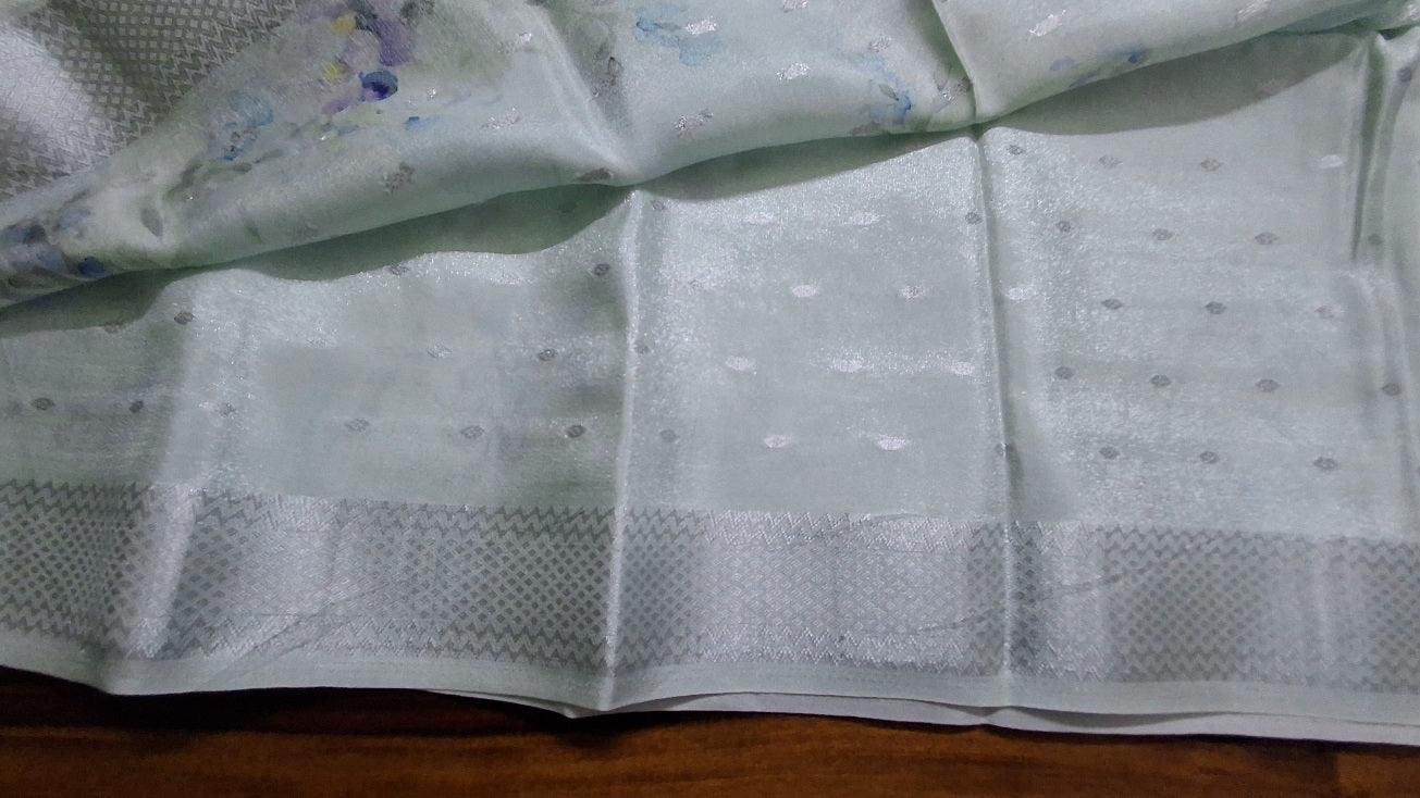 Pure kanchipuram tissue with digital print saree