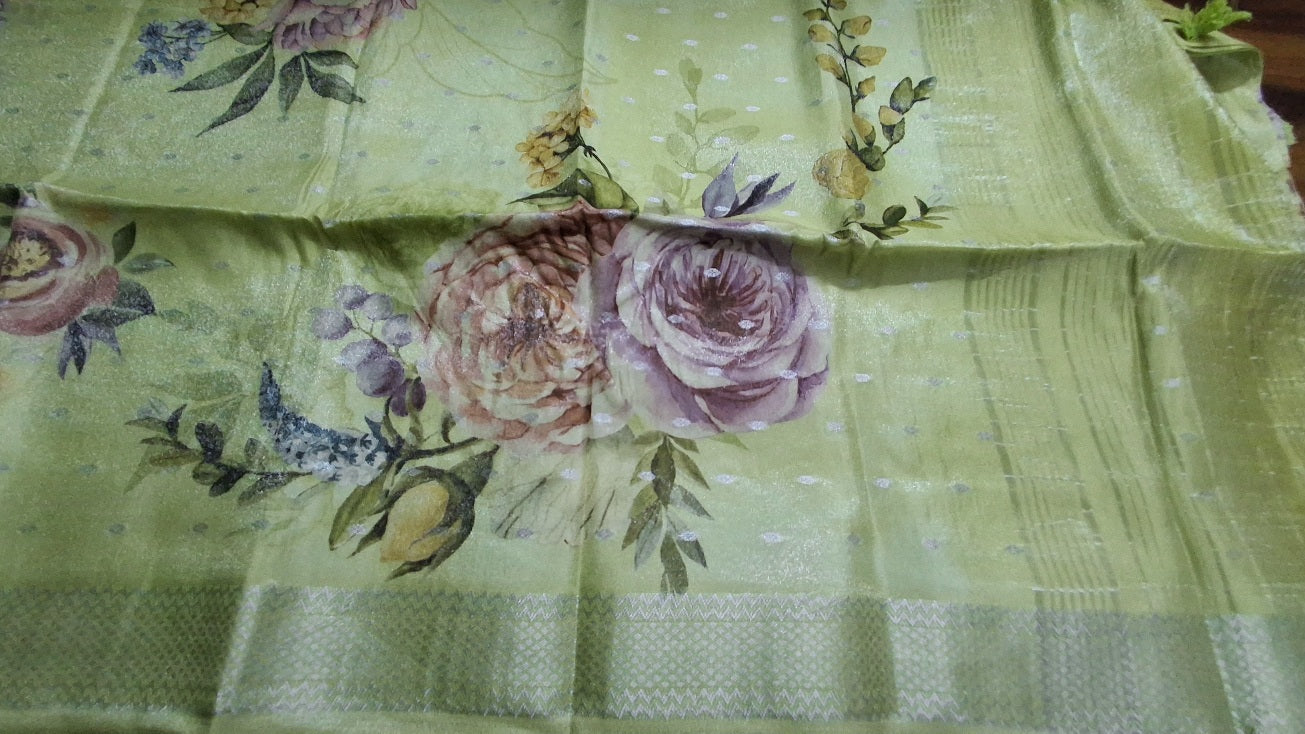 Pure kanchipuram tissue with digital print saree