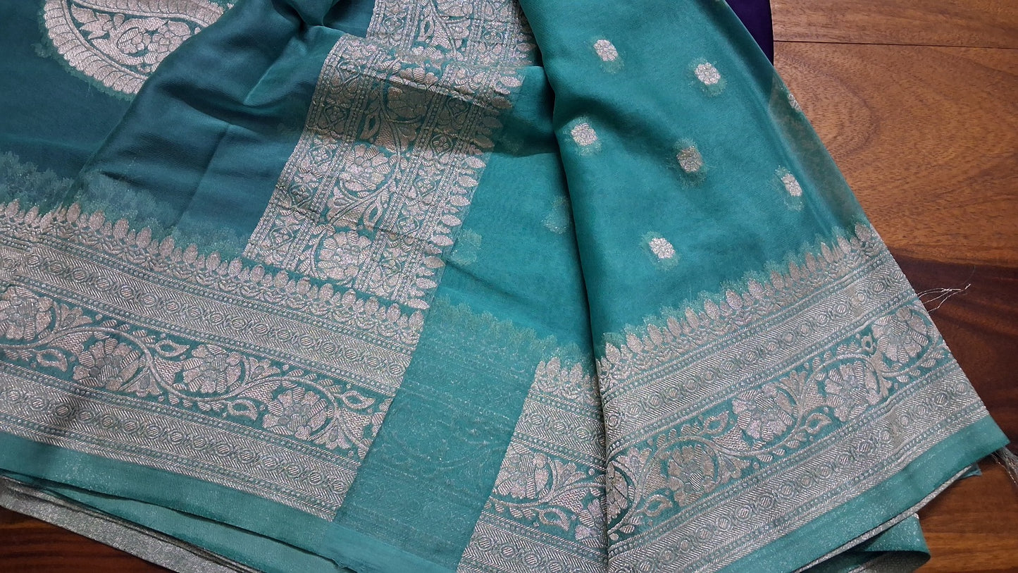 Purple small Butta Benarasi chiffon saree