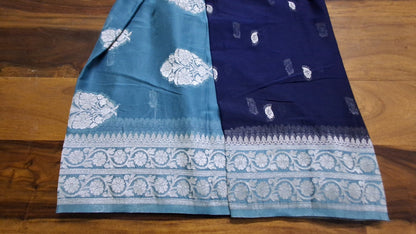 Blue small Butta Benarasi chiffon saree
