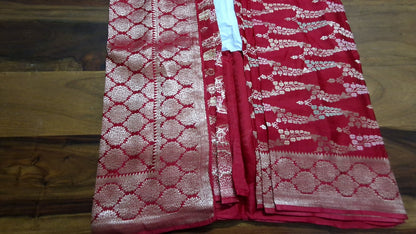 Pure Mashru Satin Red silk saree