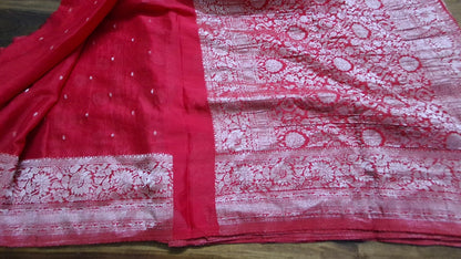 Red Benarasi Georgette saree